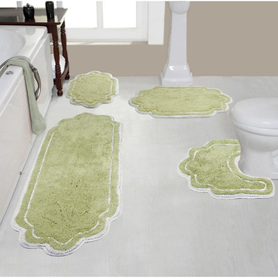 Dobrinsky 100% Cotton Bath Rug and Contour Mat, Machine Washable, Quick Dry, Absorbent - 4 Piece Set