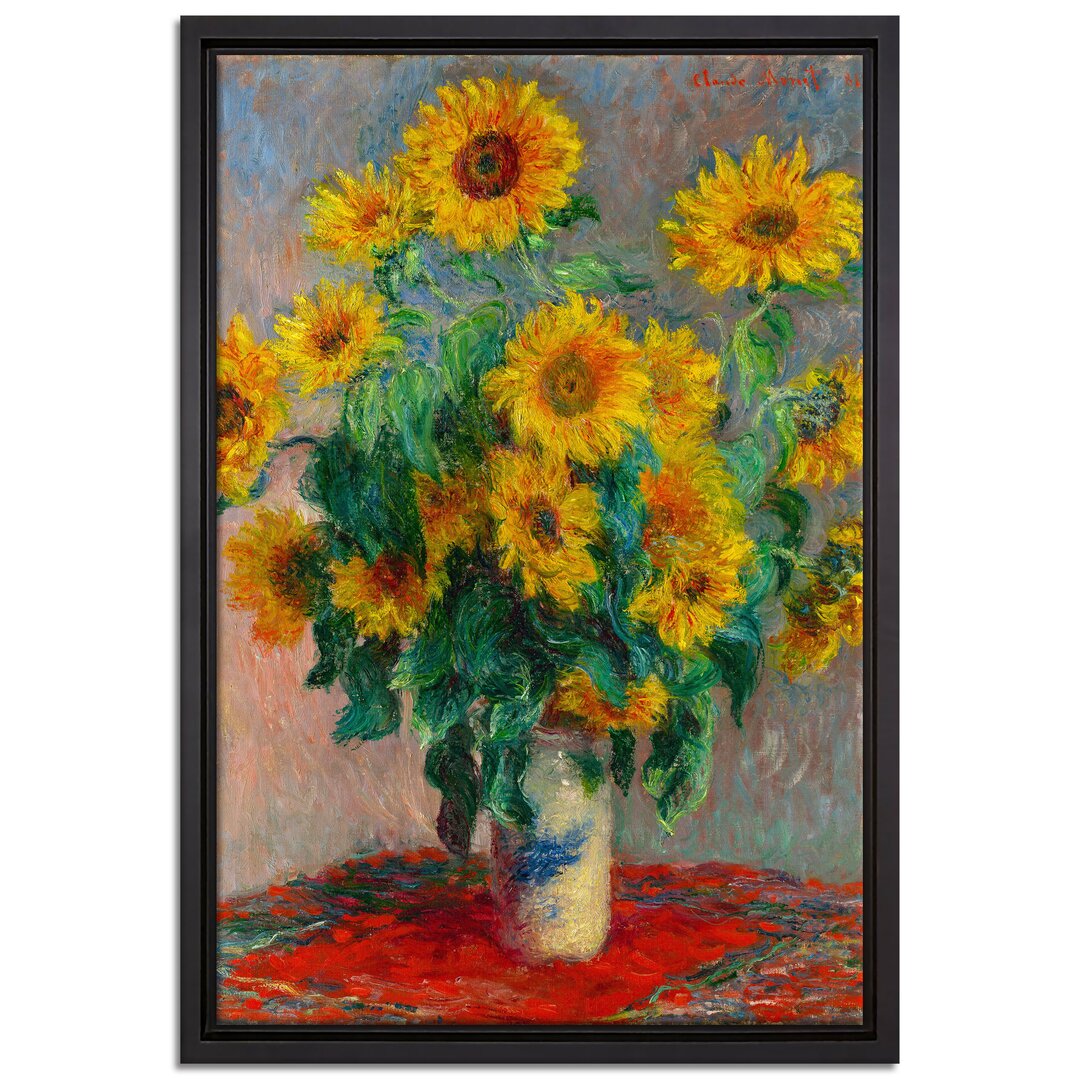 Gerahmtes Leinwandbild A Bunch of Sunflowers von Claude Monet