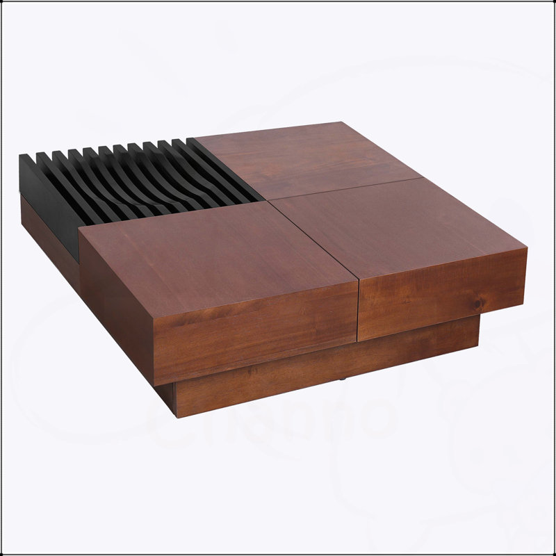 Table basse de rangement d'inspiration rétro en bois d'acacia italien, alliant charme rétro et fonctionnalité moderne