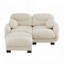 Canapé modulaire confortable à 2 places en tissu de chenille plissé avec siège ergonomique en mousse haute densité, canapé modulaire en forme de L avec repose-pieds, accoudoirs arrondis arrondis et 2 coussins décoratifs ronds-1189893242-1189893240