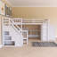 Lit superposé simple en L simple avec 3 tiroirs, bureau portatif et garde-robe-564796712