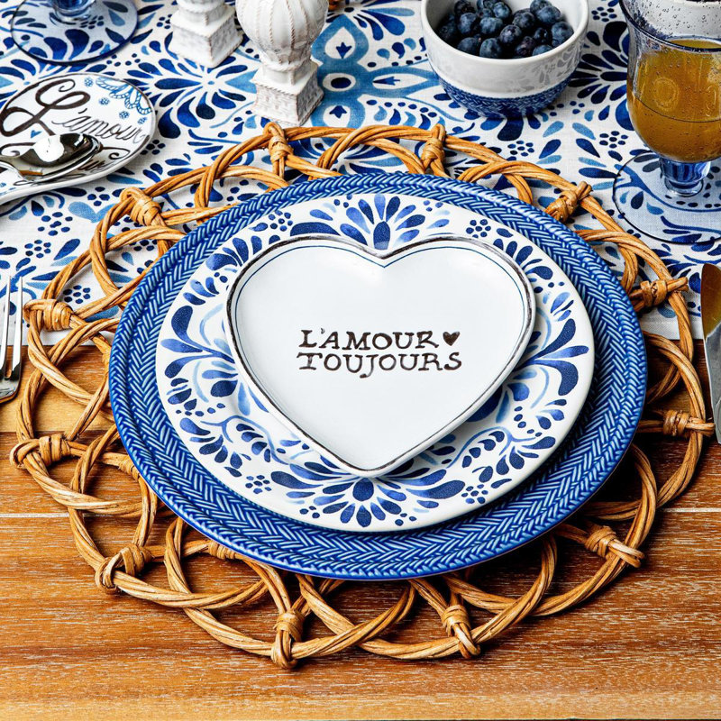 Iberian Dessert/Salad Plate, Indigo/White