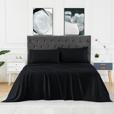 Queen Cooling Rayon Sheet Set. 4 Piece Cooling Bed Sheets with 16" Deep Pocket Fitted Sheet. Silky Soft Breathable Rayon Derived from Cooling Rayon Sheets with Flat Sheet & Pillowcases