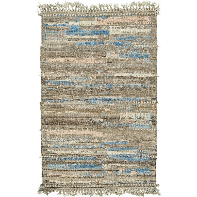 Modern Distressed One-of-a-Kind Rectangle 3'9" x 6' Area Rug