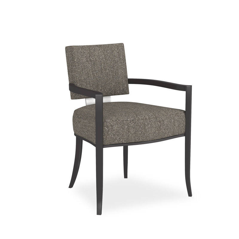 Caracole Classic Upholstered Arm Chair, Gray, Black/Chrome