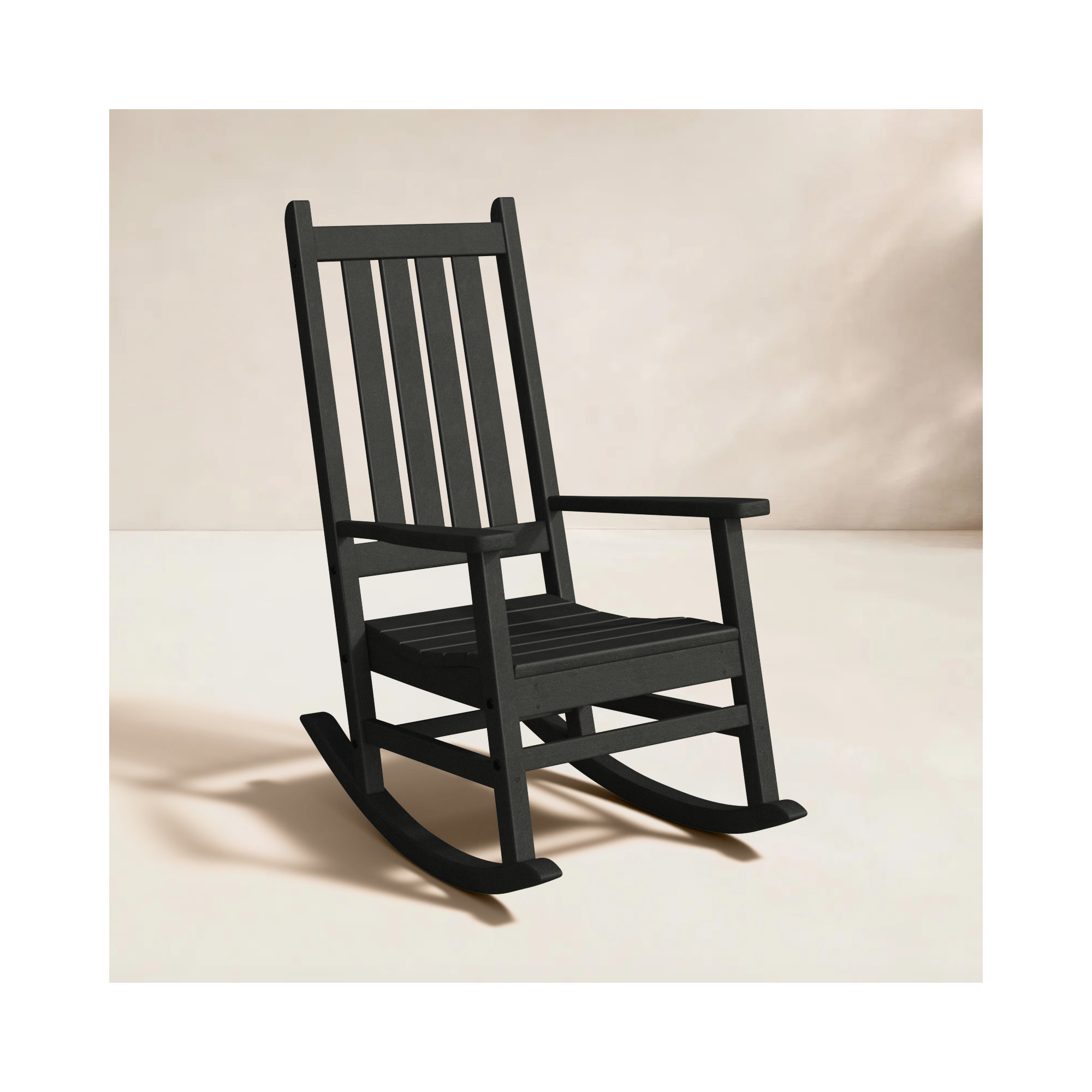 POLYWOOD Vineyard Porch Rocking Chair, Black