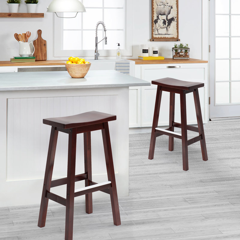 Jovanii Counter Stool with Solid Wood Frame, Brown, Bar Stool (30” Seat Height)