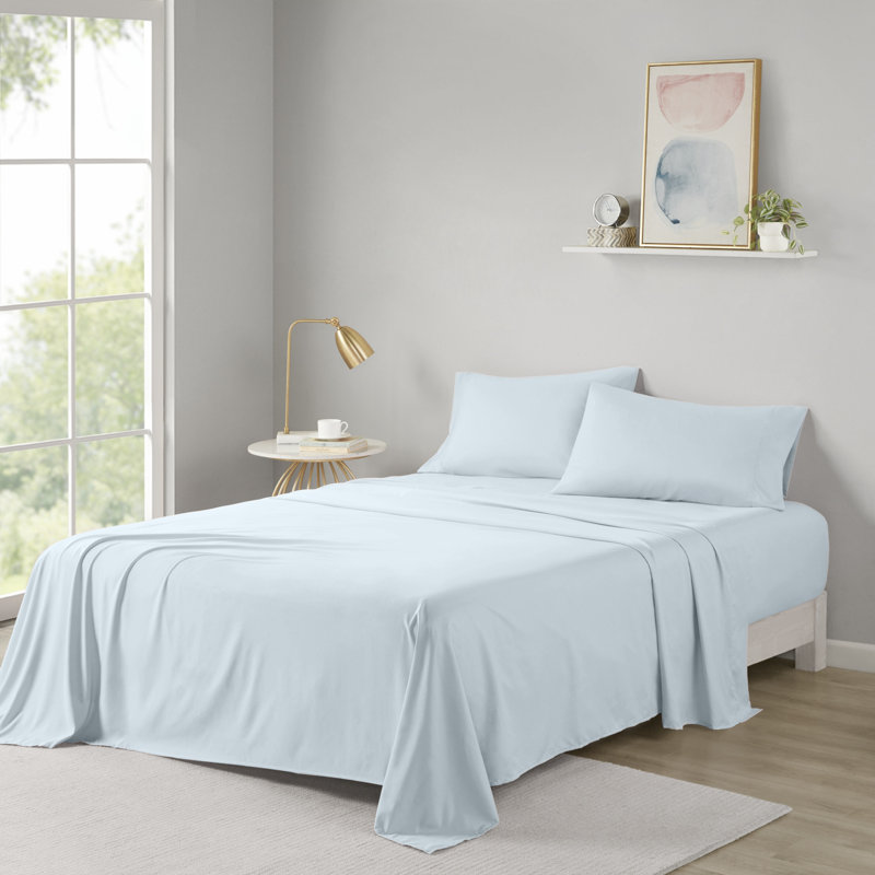 Ensemble de draps toutes saisons Intelligent Design, Ensemble de draps lit simple + 1 taie d'oreiller, Bleu