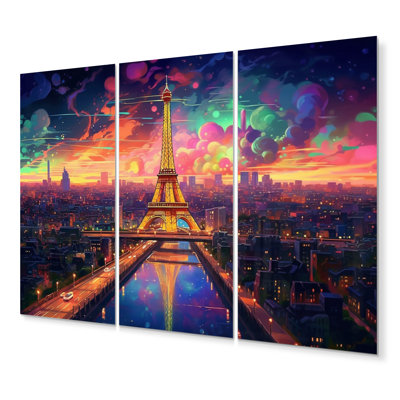 Futuristic Paris Eiffel Tower Scenery V Cities & Countries Wall Decor on Metal