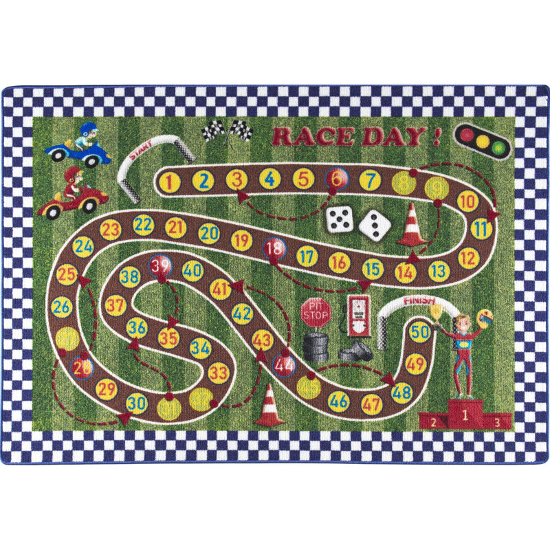 Tapis bleu / vert / jaune en polyamide touffeté à la machine 4 pi 4 po x 6 pi 3 po Arizmendi