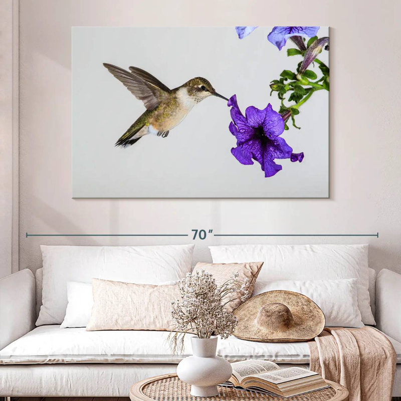 Brampt Purple Flower Hummingbird, 34" H x 51" W