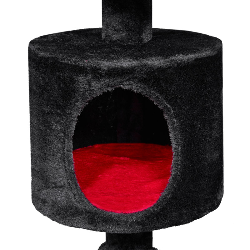 Small Gothic Black and Red Cat Tree with Coffin Bed