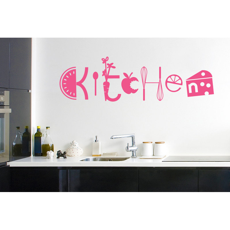 Assorted Kitchen Sign Wall Sticker, Pink, Medium