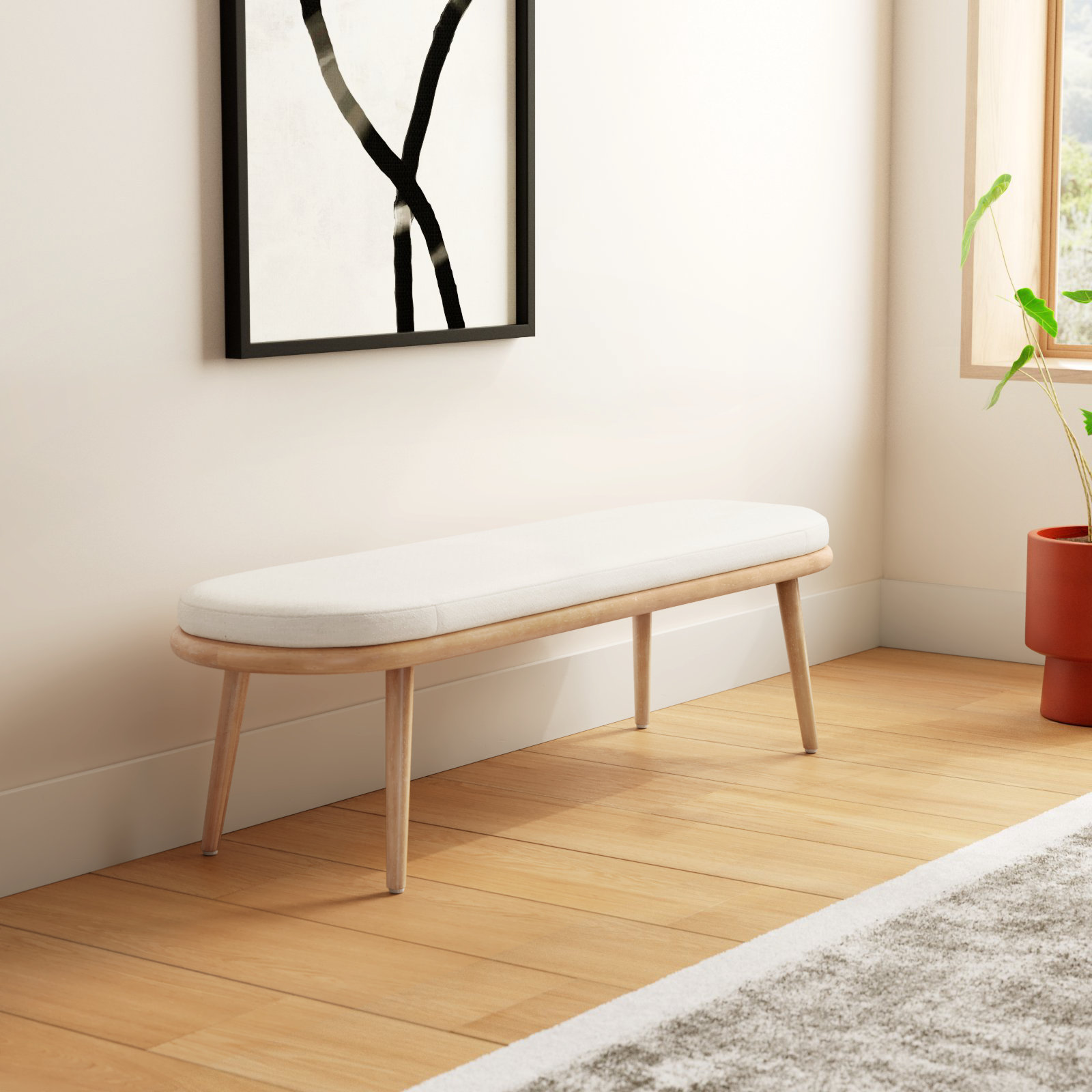 Caress Bench, Gray/Brown