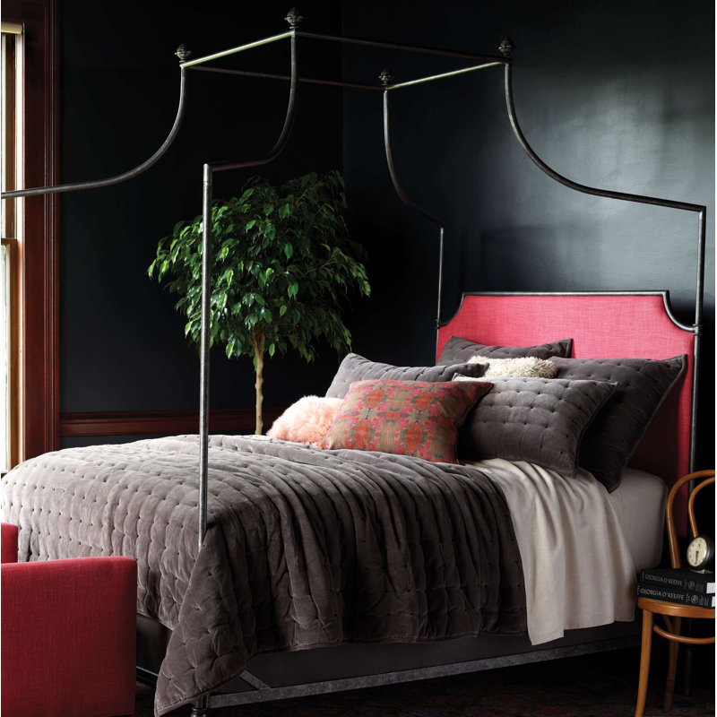 Vienna Velvet Shale Quilted Sham, Euro, Dark Gray