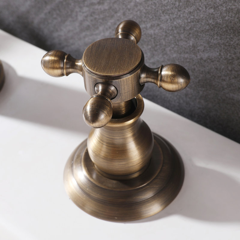 Robinet de lavabo de salle de bain rétro à 2 poignées en laiton massif avec drain