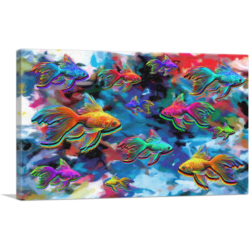 " Goldfish Freshwater Aquarium Fishes Rectangle ", 18" H x 26" W x 1.5" D