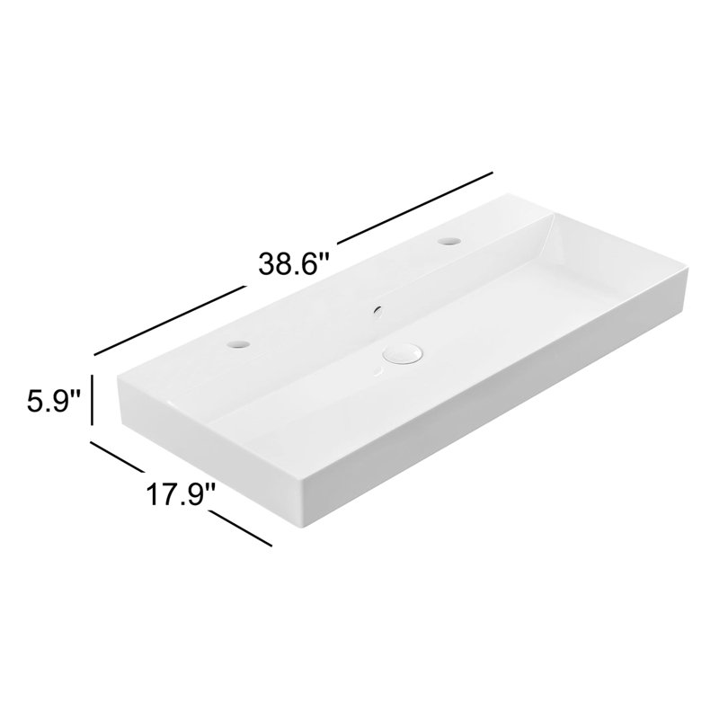 Energy 38.6'' L Bathroom Sink, 2 Holes
