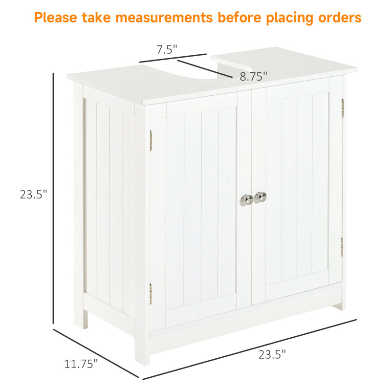 Armoire de salle de bain 24 "à piédestal blanc | Style moderne et espace de rangement pratique à conception ouverte - Meuble-lavabo 2 tablettes réglables à l'intérieur de l'unité contemporaine élégante en acier inoxydable