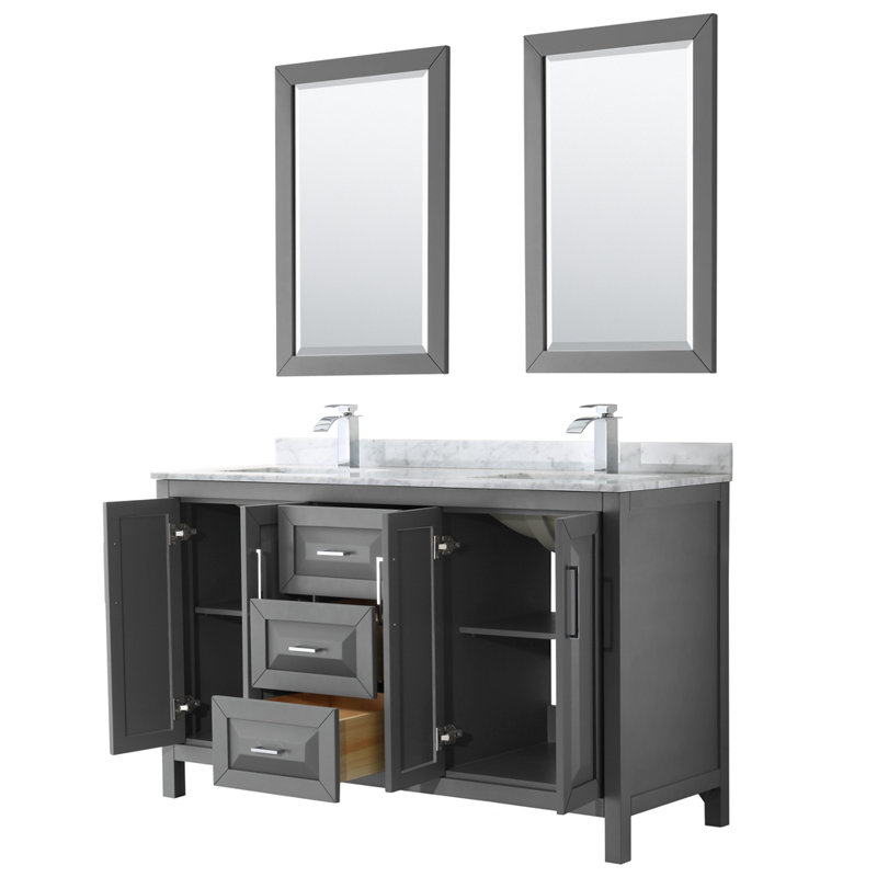 Daria 60'' W Double Vanity, Carrara Cultured Marble, Dark Espresso, Polished Chrome