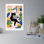 Chat fantaisiste lisant les nouvelles, art mural ludique et contemporain