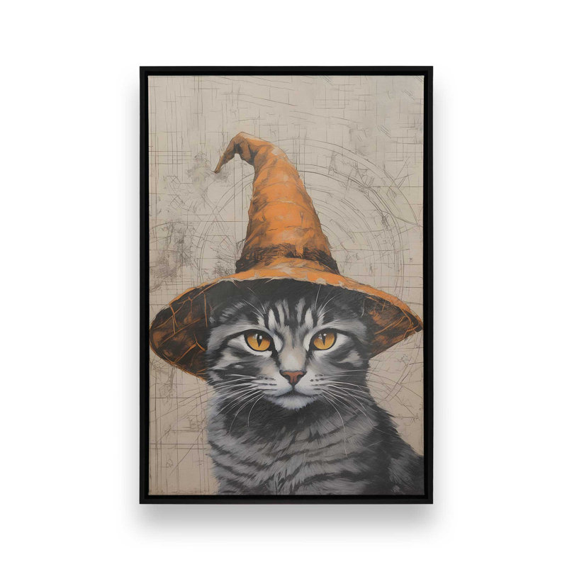 The Bewitching Cat Canvas Print, 18.75" H x 12.75" W, Satin Black