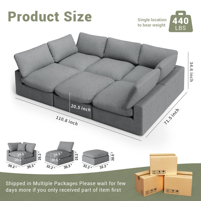 Canapé modulaire surdimensionné Cloud, Polyester gris