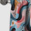 Motif tendance rose et bleu des années 1950 - Rideau occultant géométrique abstrait - 1 panneau-107545686