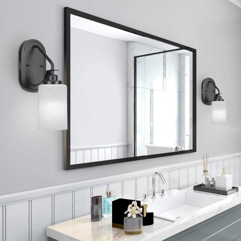 Neylin Wall Sconce Shown With 4" Glass, Matte Black, White