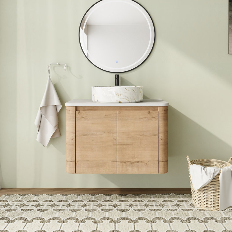 Meuble-lavabo flottant mural 30 po avec comptoir en quartz