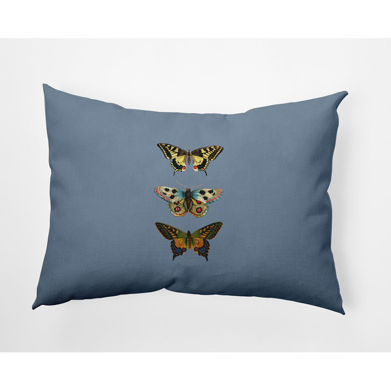  Polyester/Polyester Blend Lumbar Rectangular Pillow Cover & Insert by E by Design, Blue