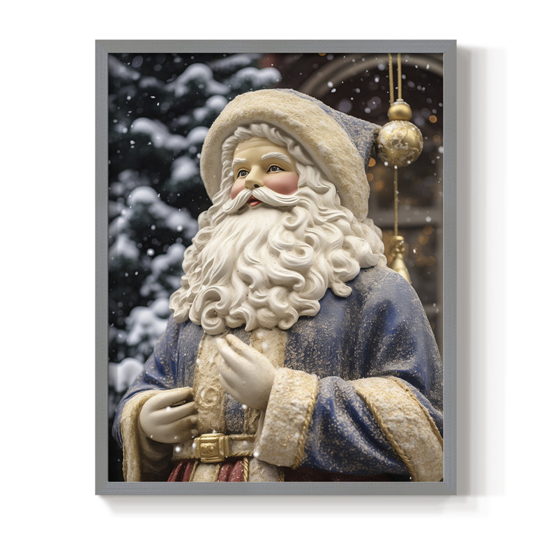 «Christmas Holiday Art DII», reproduction encadrée - bois massif, Gris, H 11 po x l 9 po