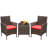 Jagger 3-Piece Seating Group with Cushions and Tempered Glass Top Table -1025577979