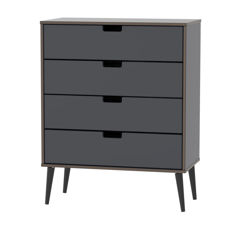 Fully Assembled Fairbury 4 Drawer Chest, Graphite/Black