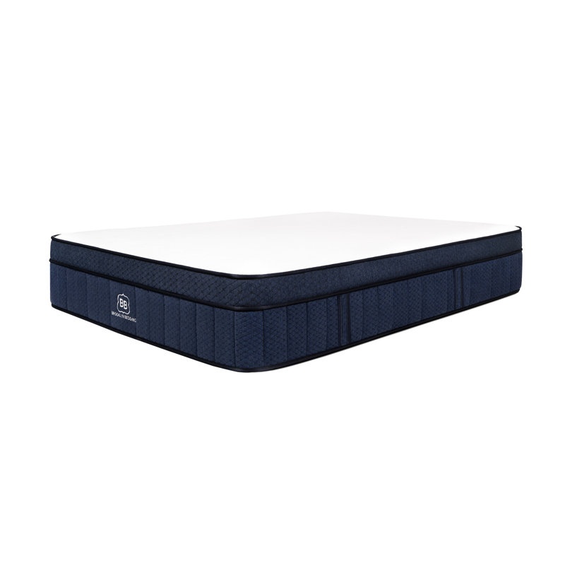 Queen Size Blue and White Hybrid Cooling Mattress with Gel Memory Foam