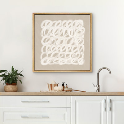 "Abstract Lines", beige, moderne, neutre, contemporain, encadré, décorations murales de chambre à coucher, impression sur toile