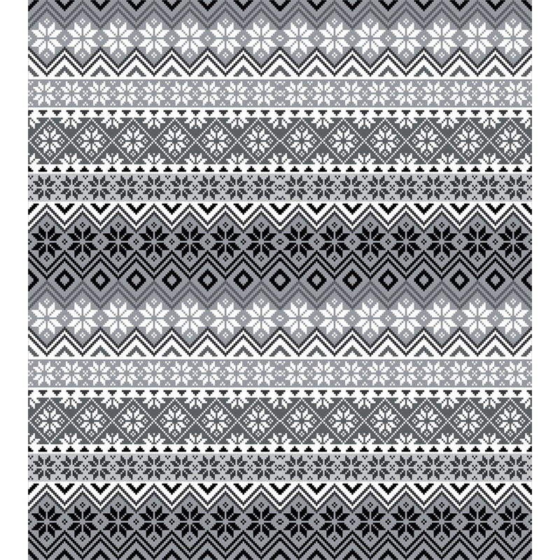 Gray and White Nordic Snowflake Knit Queen Duvet Cover Set