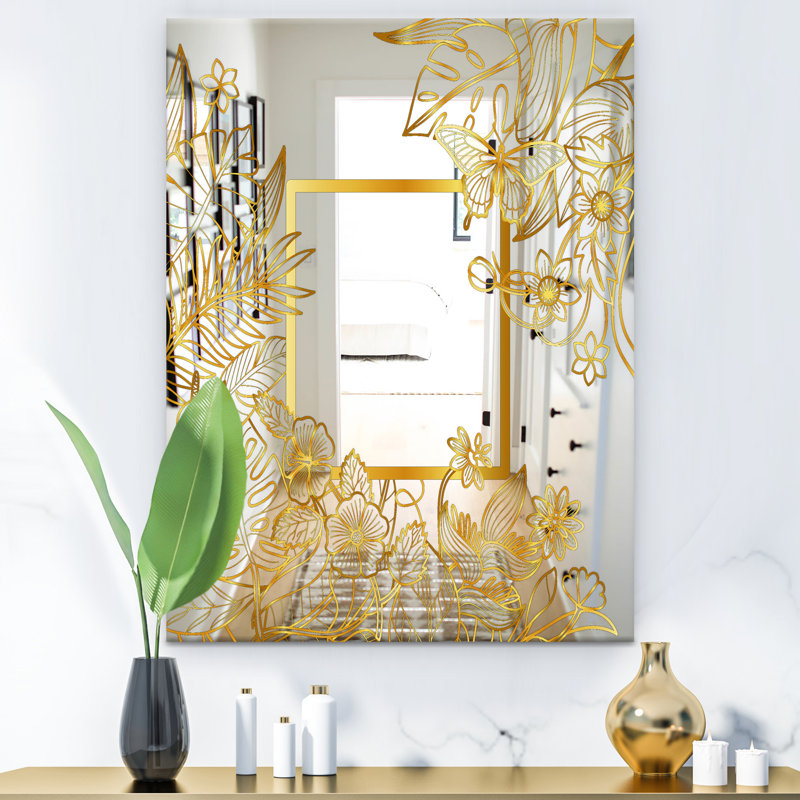 Capital Gold Botanical Bliss 5 - Miroir glamour - imprimé moderne, H 39,4 po x l 29,5 po