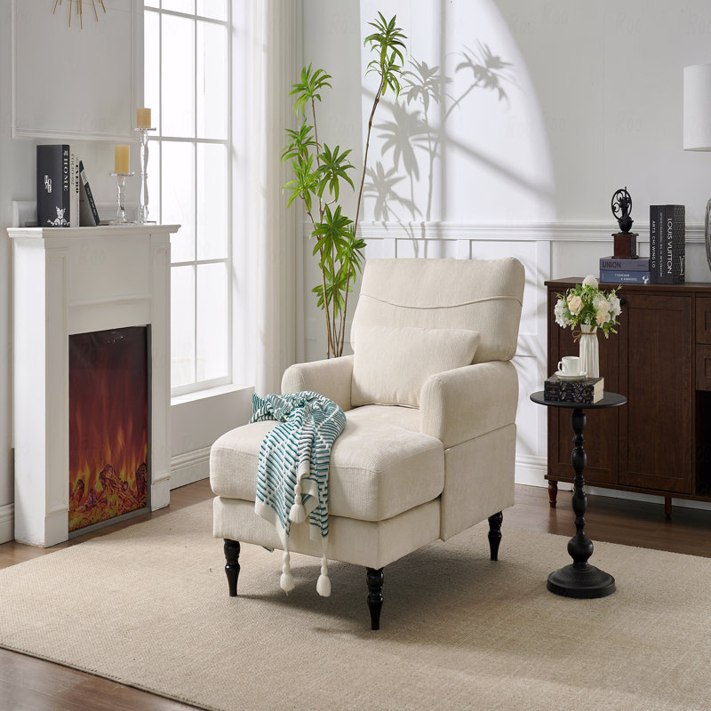 Méridienne moderne, fauteuil inclinable rembourré de loisirs d'intérieur, fauteuil d'appoint, Blanc