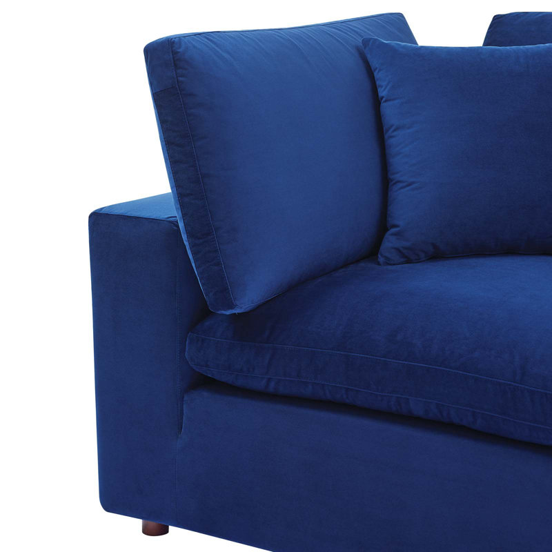 Commix Down Filled Overstuffed Performance Velvet Corner Chair, Navy Velvet