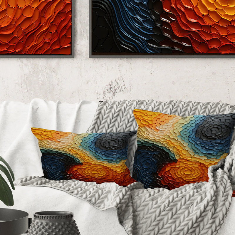 Coussin décoratif bleu sarcelle Op Art Rhythmic Illusion I