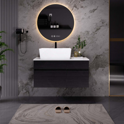 Petit meuble-lavabo flottant simple avec lavabo
