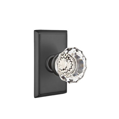 Emtek Privacy Knobset w/ Rectangular Rosette and Astoria Glass Knob