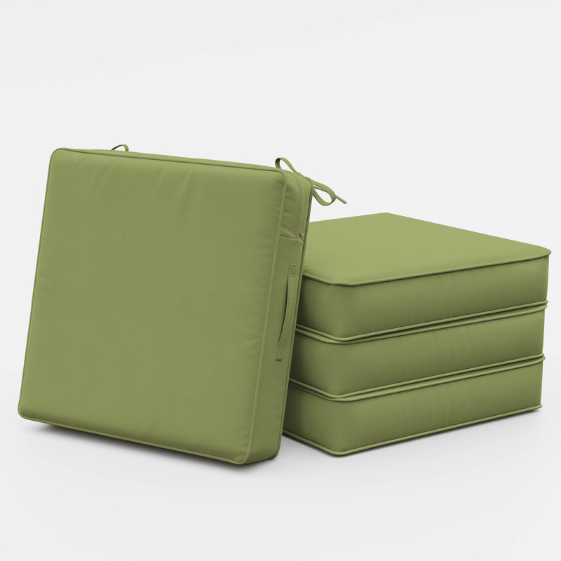 24“x24”x5“ Outdoor Seat Cushions High-Resilience Foam Chair Cushion with Handle and Non-Slip Bottom, Green