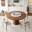 Amberly 7 Pieces Round Dining Table Set -Solid Wood Dining Table with Sintered Stone Rotating Lazy Susan-374758405-394905165