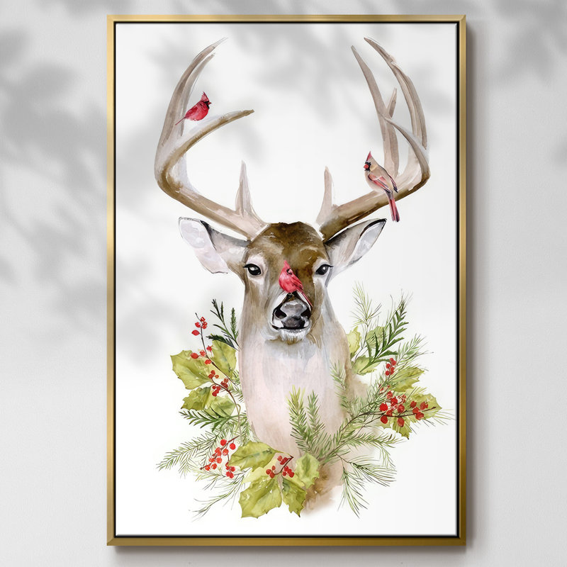 " Holiday Deer Collection B ", Gold, 41" H x 27" W x 1.5" D