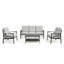 Ensemble de salle à manger d'extérieur 4 pièces, ensemble de mobilier de patio, canapé de conversation toutes saisons avec coussins, table basse pour jardin-129517563