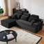 L Shaped Corduroy Sectional Sleeper Sofa with Chaise Lounge & Side Storage Pockets-2058494001