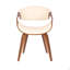 Chaise d'appoint Mid-Century moderne en bois de noyer et similicuir crème-1687817009