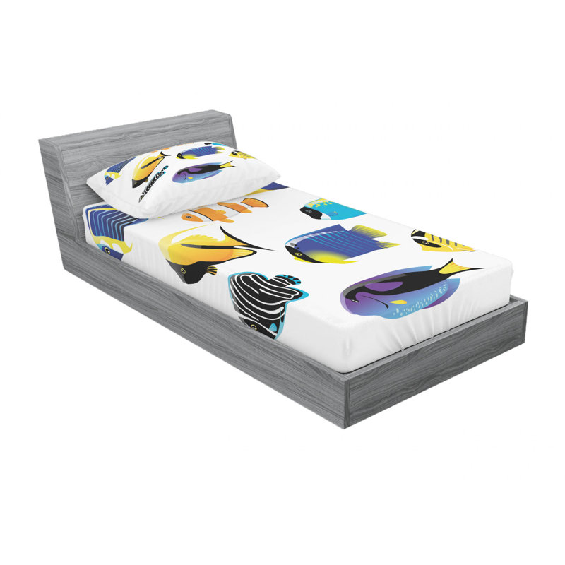 Ensemble de draps de divers types de créatures marines, Taie d'oreiller pour lit simple